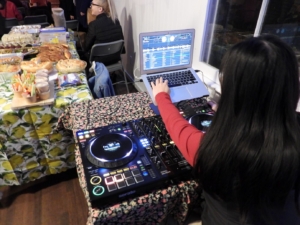 DJ Luciifer at the Stock the Pantry party